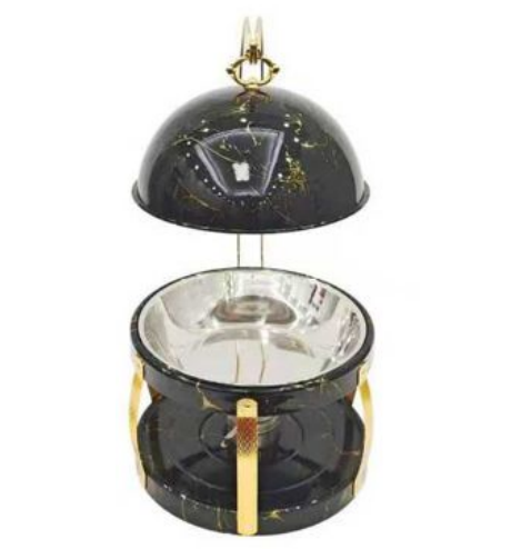 Buffet Banquet Chafing Dish with Lid 8L Black Marble Print Design 022BL (Big Parcel Rate)
