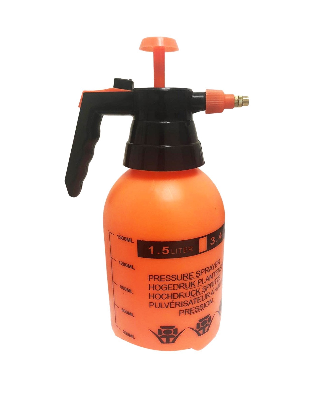 Plastic Water Pressure Outdoor Garden Plant Spray 1.5 Litre Orange 0824 (Parcel Rate)