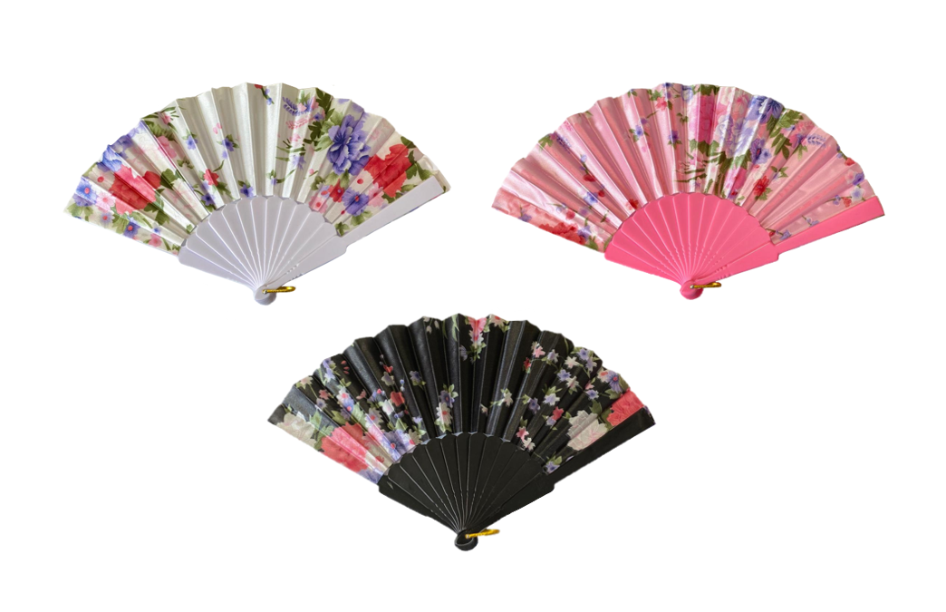 Chinese Handheld Folding Hand Fan with Floral Design Assorted Colours 0916 A (Parcel Rate)