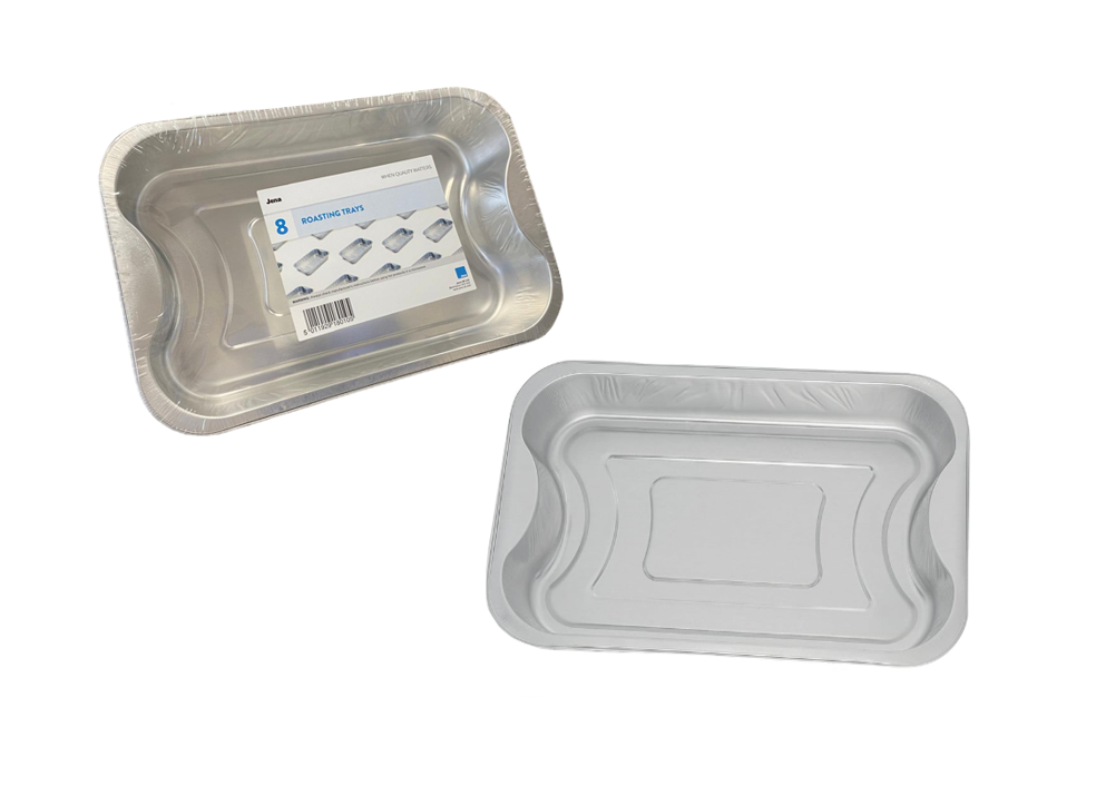 Disposable Rectangular Smooth Wall Aluminium Foil Roasting Tray 19 x 29 x 4.5cm Pack of 8 18010J (Parcel Rate)