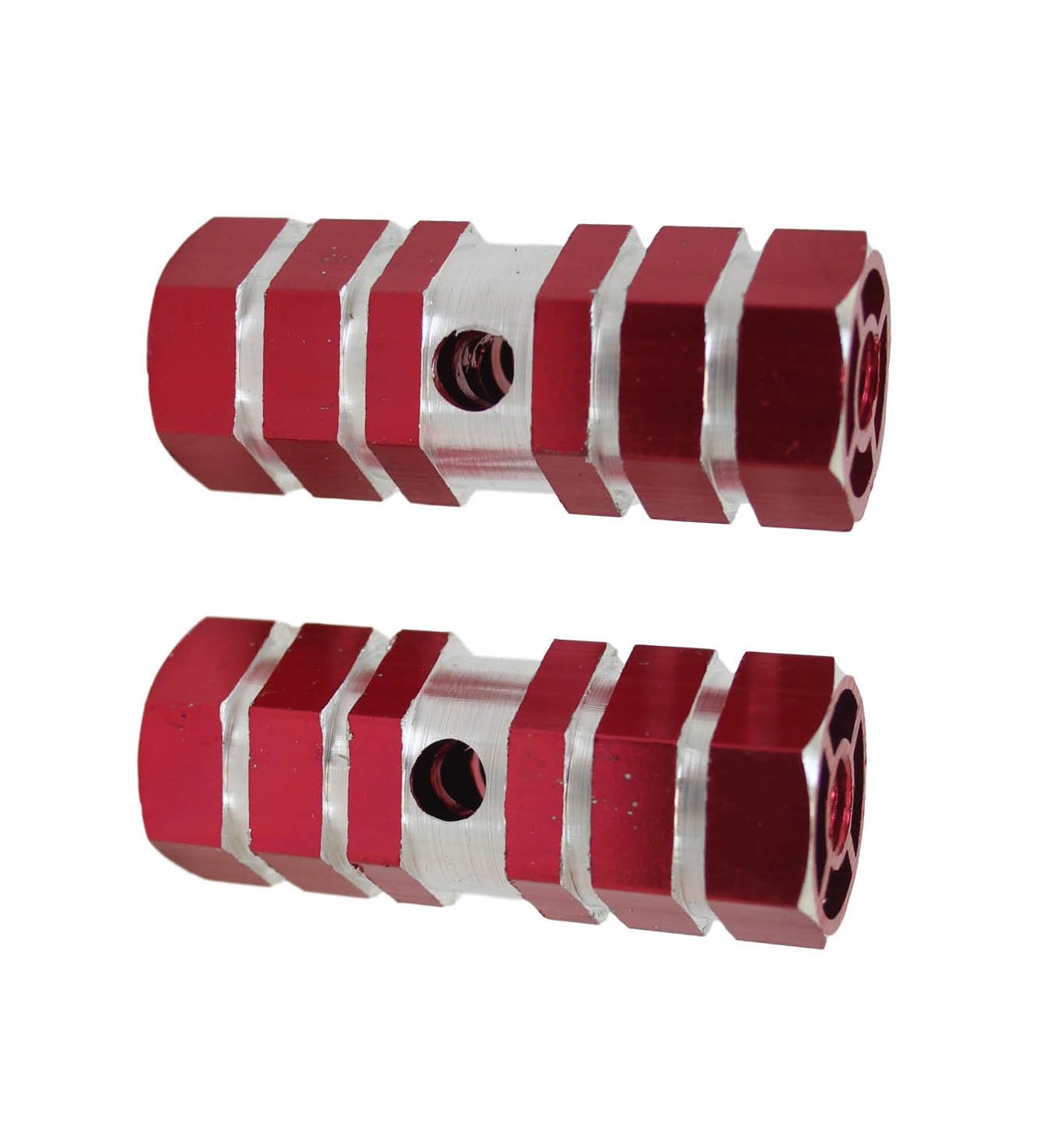 Aluminium Striped Bike Pedal Foot Rest Axle Peg 7 x 2.3cm Pack of 2 Assorted Colours 1861 (Parcel Rate)p