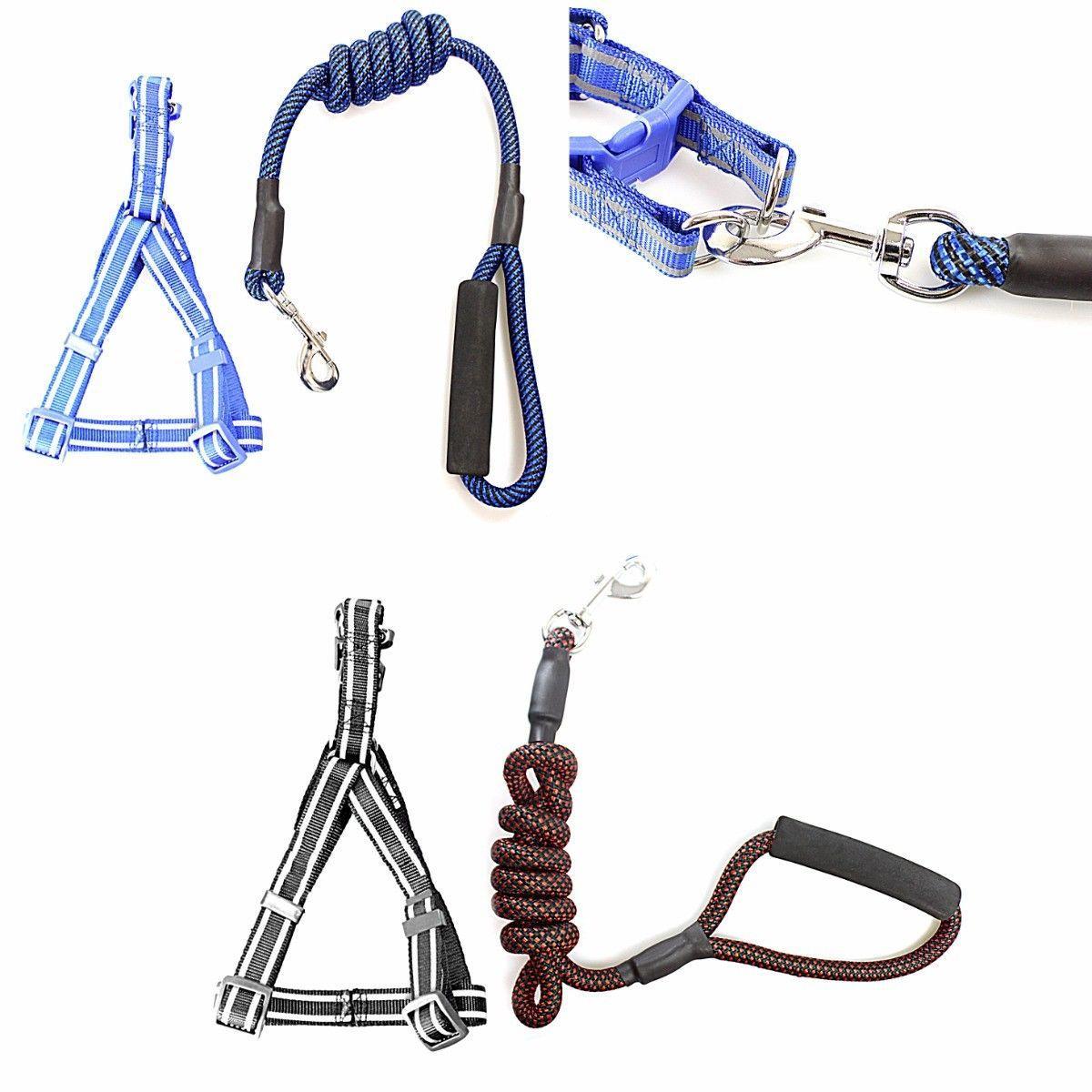 Reflective Nylon Dog Leash lead with Harness Assorted Colours 4266 (Large Letter Rate)