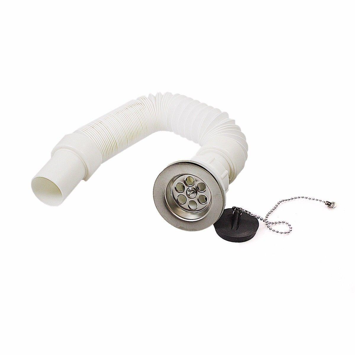 1 1/2" Multipurpose Plastic Water Pipe with Drain 30cm Extends to 80cm 4817 (Parcel Rate)