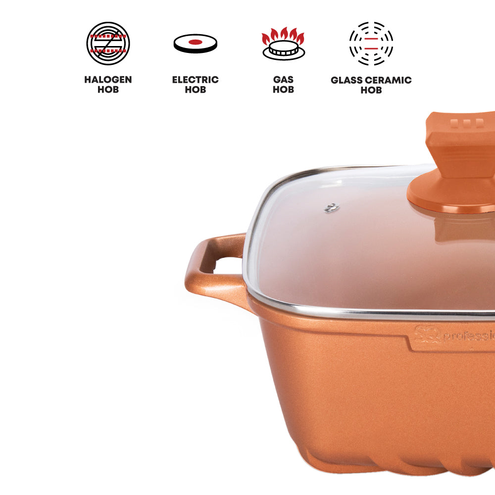 Nea Seramiq Diecast Square Stockpot Set 4pc Cuprum 49271 (Big Parcel Rate)