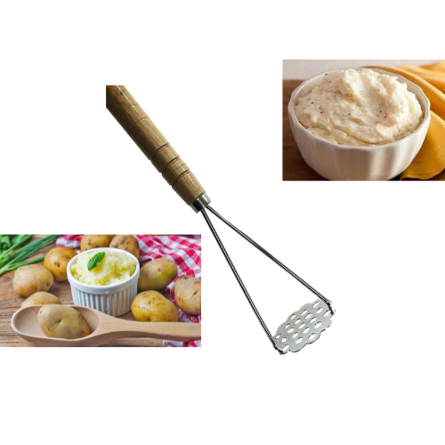 Kitchen Steel Potato Masher/ Press Wooden Handle Food Prep 3647 A (Parcel Rate)