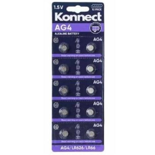 Konnect 10 Pack Alkaline Batteries - 1.5v - AG4 - LR626 - LR66 (Large Letter Rate)