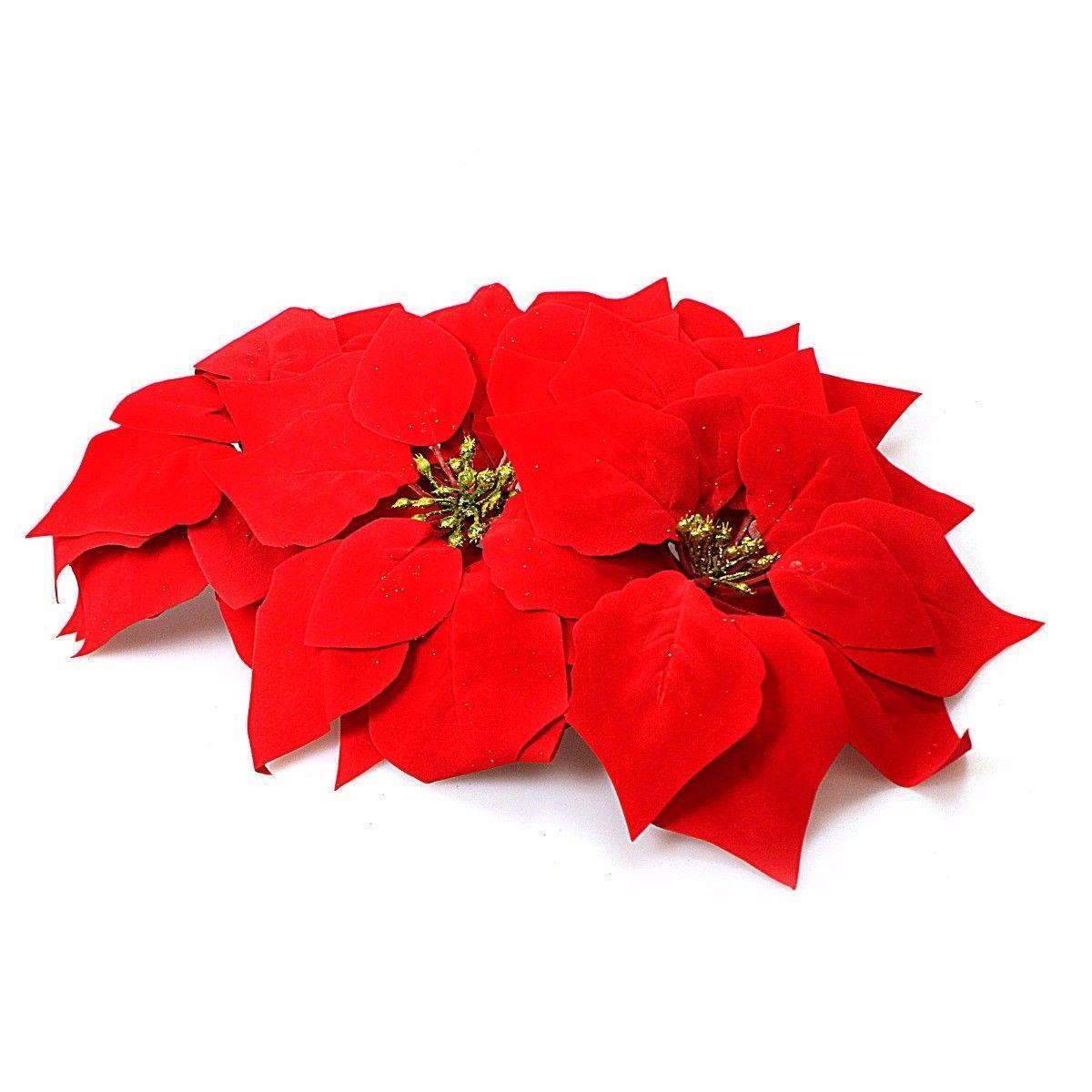 Artificial Fake Plastic Christmas Red Poinsettia Flowers Garland 200cm 1245 (Large Letter Rate)