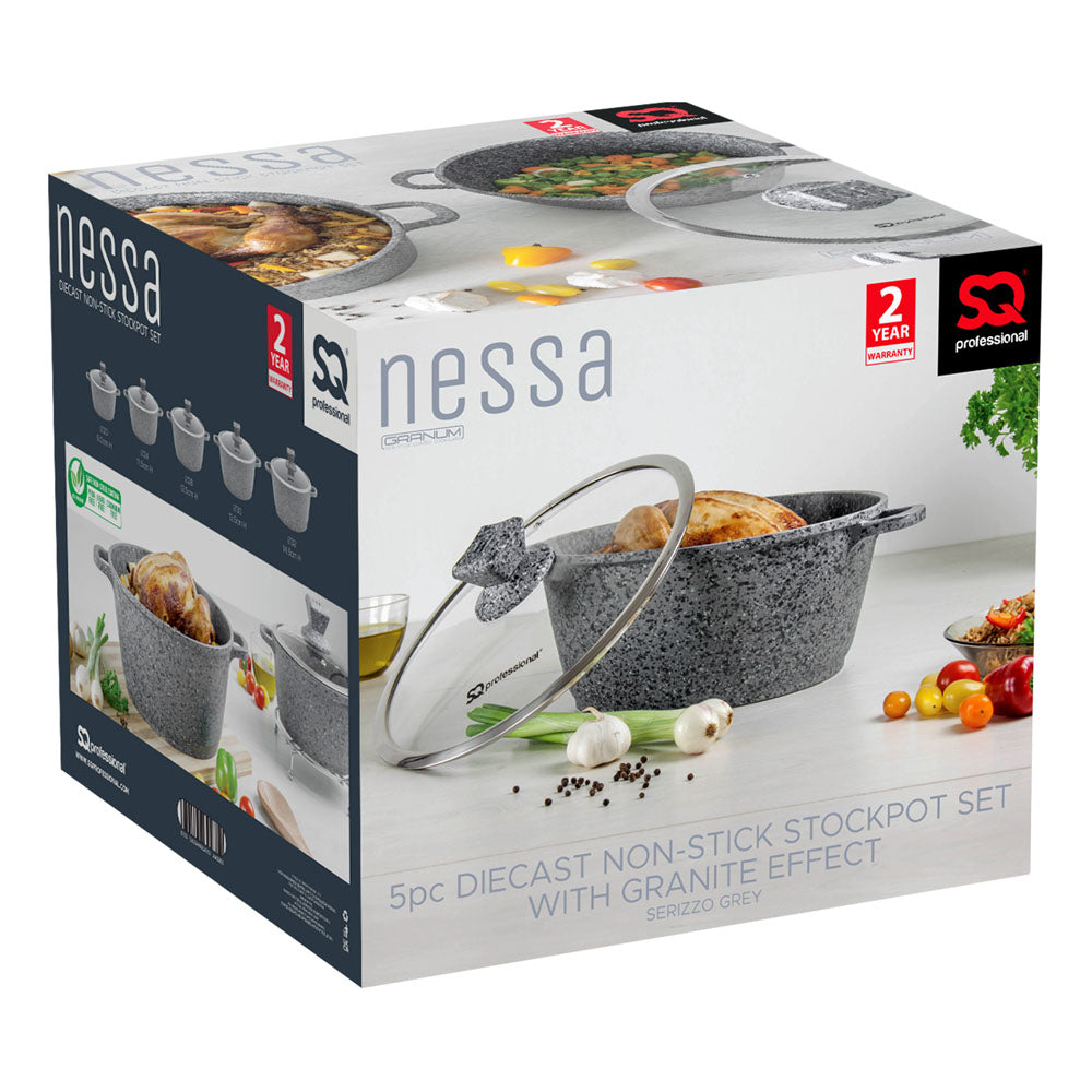 SQ Nessa Granum Stockpot Set of 5 Serizzo Grey 5773 (Big Parcel Rate)
