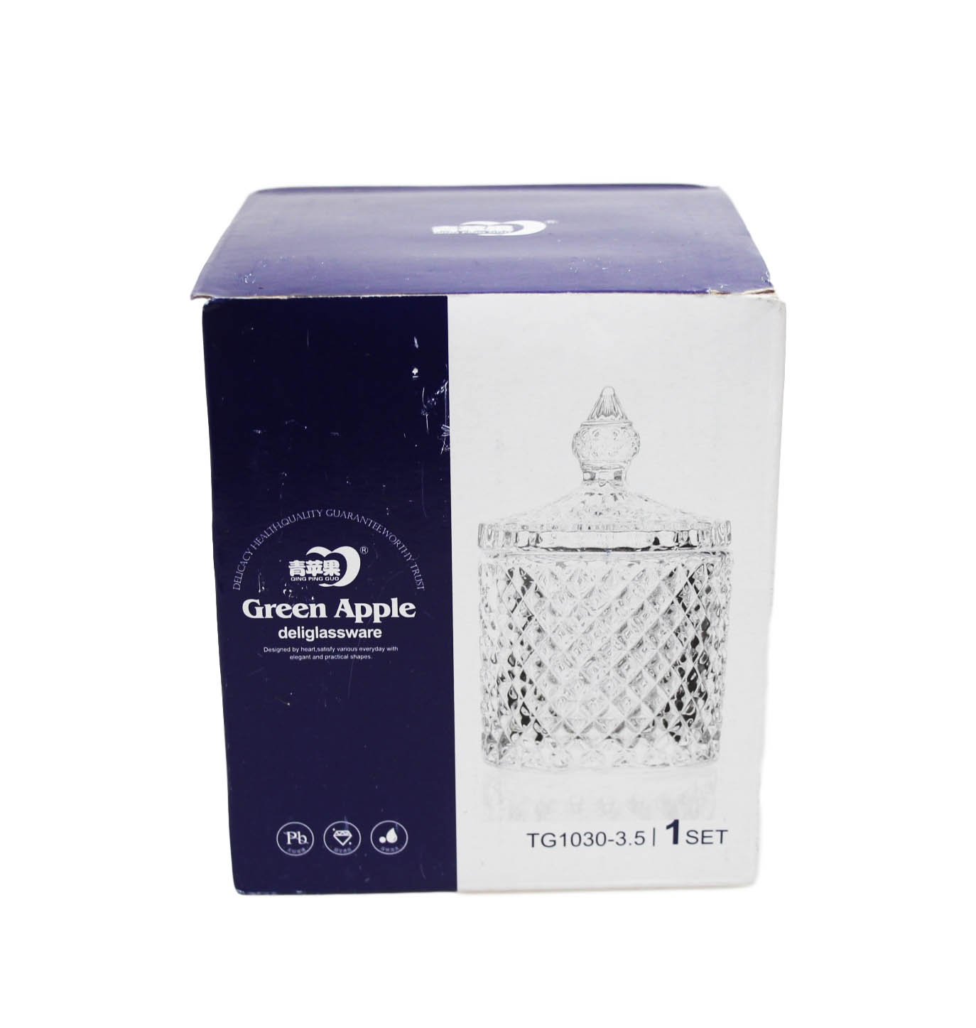 Crystal Glass Jar Sweets Sugar Glassware 10.6 x 17.35 cm 6585 A (Parcel Rate)