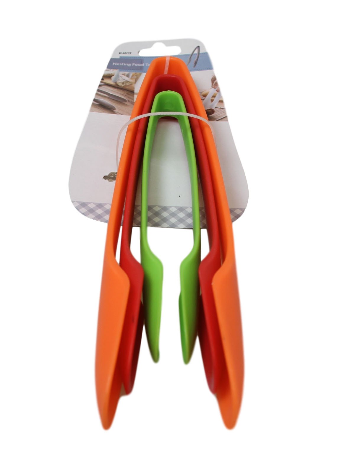 Plastic Kitchen BBQ Salad Food Serving Tongs Pack of 3 Assorted Colours 6415 A (Parcel Rate)