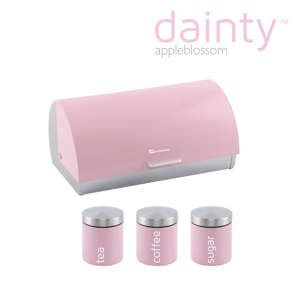 SQ Professional Dainty Metal Bread Bin with 3 Canisters Apple Blossom 2701 / 6732 (Parcel Rate)