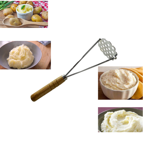 Kitchen Steel Potato Masher/ Press Wooden Handle Food Prep 3647 A (Parcel Rate)