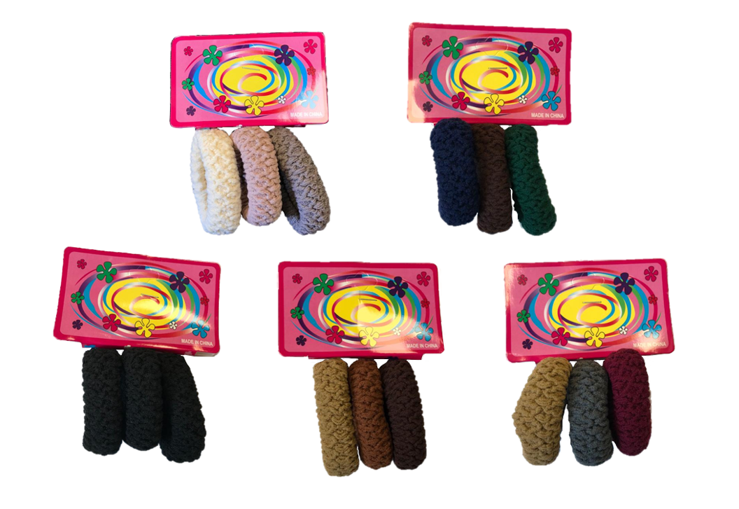 Hair Bobble Elastic Tie Pack of 3 Assorted Colours 7333 (Large Letter Rate)