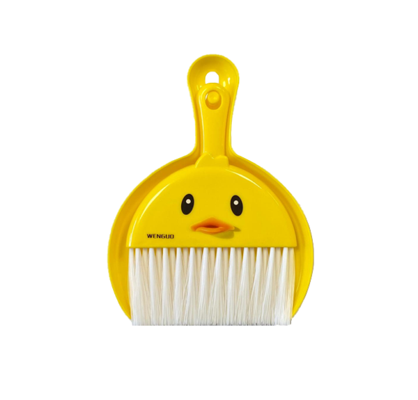 Plastic Mini Dustpan and Brush Set Cartoon Chicken Face Design 20.5 x 16 cm Yellow 7842 (Parcel Rate)