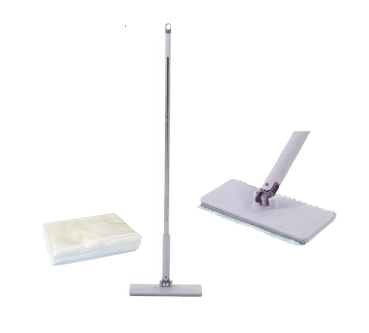 Clamp Cloth Head Flat Floor Mop with Cloths 107cm 7867 (Big Parcel Rate)