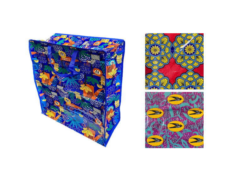 Large Plastic Shopping Laundry Bag with Printed Design 40 x 45 x 18cm Assorted Designs 7947 (Parcel Rate) (Copy)