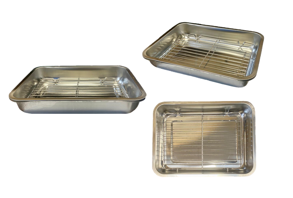 Metal Roasting Lasagne Tray Pan with Grill Rack 35.5 x 26.5 x 7cm 7953 (Parcel Rate)