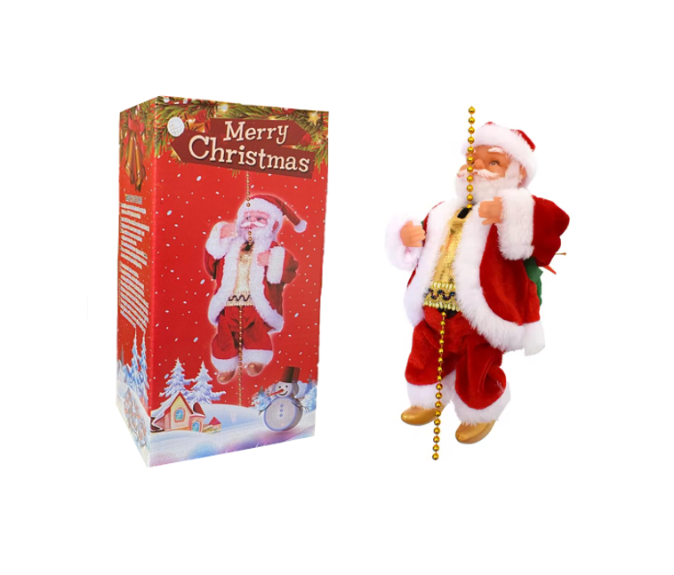 Climbing Santa Claus with Backpack on Gold String Ornament with Music 106cm 8011 (Parcel Rate)