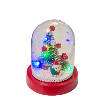 Christmas Tree and Santa Snow Globe with Foam Balls and Lights 12 x 9.8cm Assorted Designs 8012 (Parcel Rate)