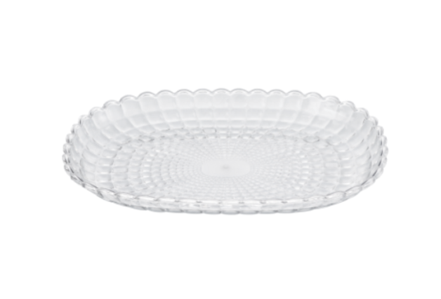 Transparent Plastic Coffee Table Serving Tray with Gold Rim 46.5 x 28cm 8023 (Parcel Rate) (Copy)