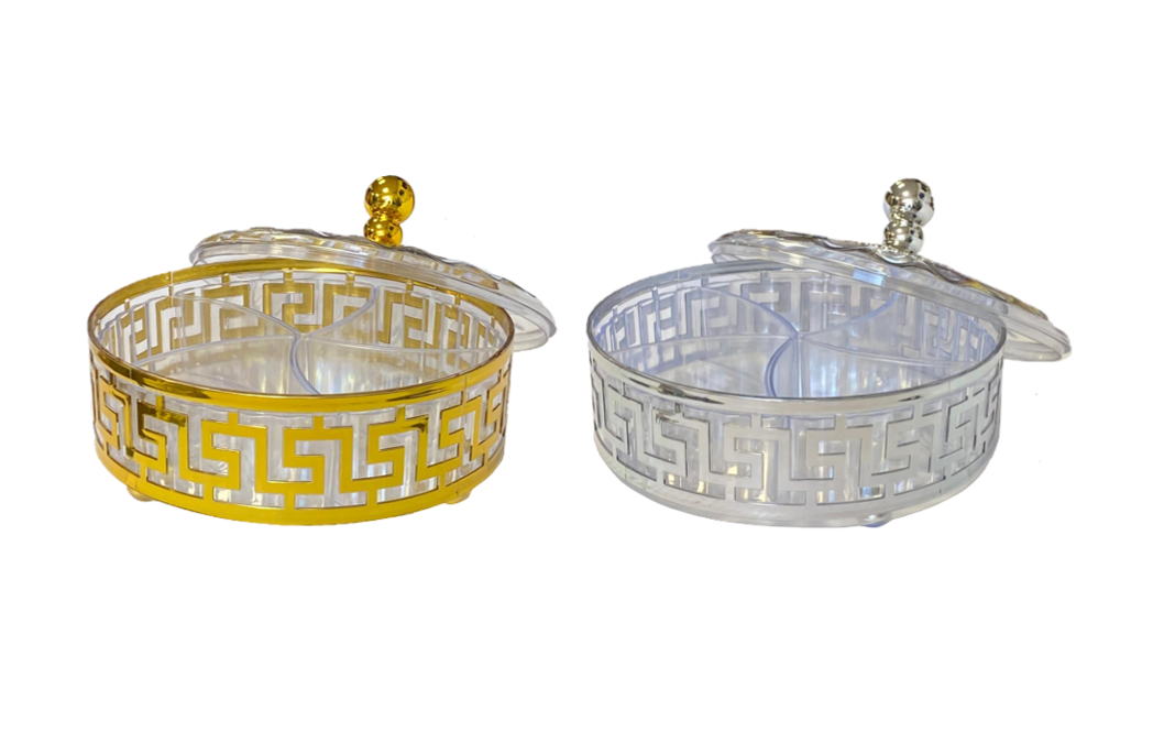 Round Plastic Dry Fruit Nut Sweets Display Storage Container with Lid 20 x 7cm Assorted Colours 8025 (Parcel Rate)