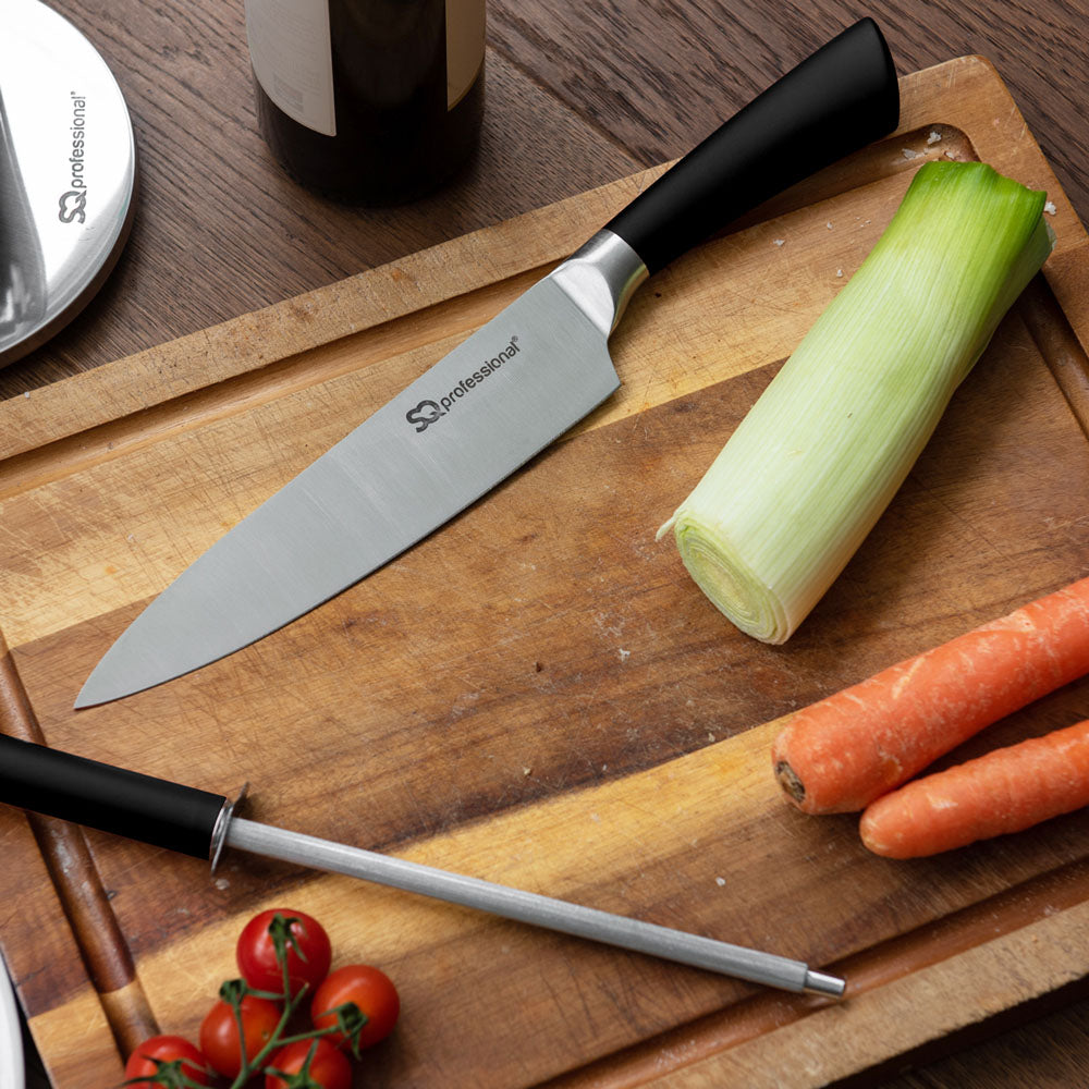 STAINLESS STEEL KITCHEN KNIFE SET 8 PCS BLACK 8742 (Parcel Rate)