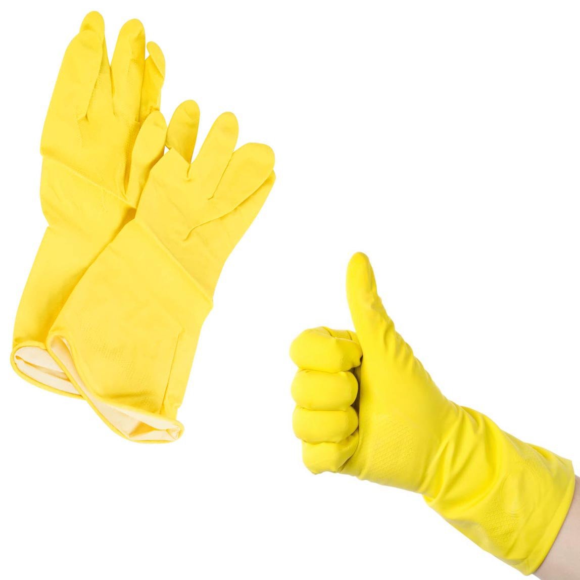 Yellow / Orange Latex Washing Up Cleaning Household Gloves Large 1138 (Large Letter Rate)