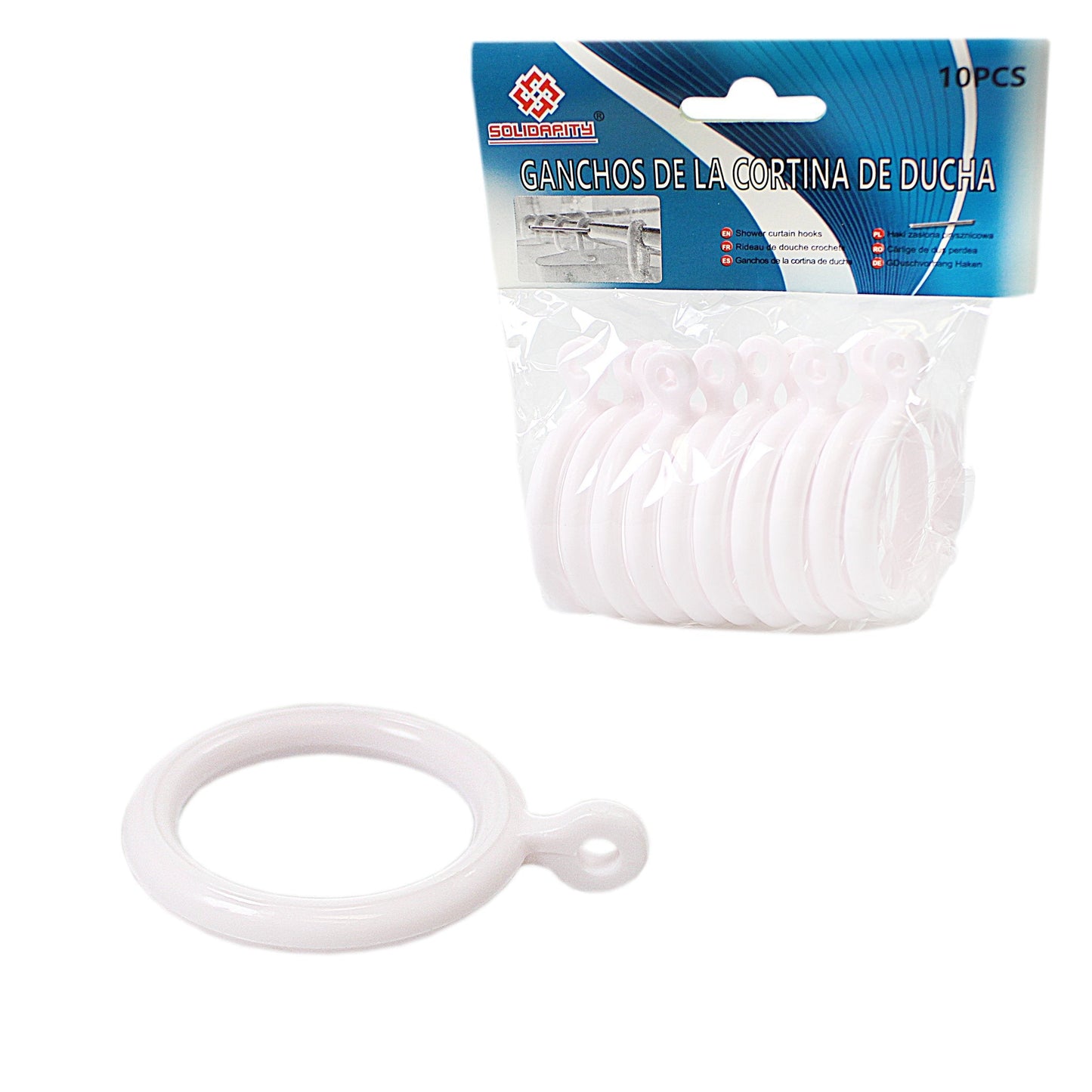Plastic Shower Curtain Rings White Pack of 10 4778 A (Large Letter Rate)