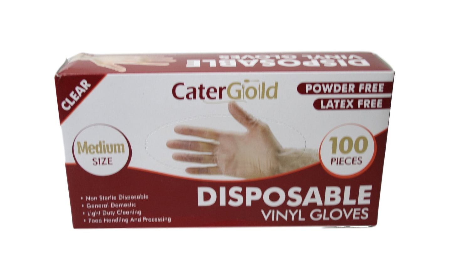 100 Disposable Vinyl Clear Examination Gloves Powder Free Latex Free Medium Gloves 27556 (Parcel Rate)