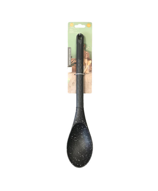 Plastic Cooking Spoon 8 x 35 cm Speckled Black SG3004 (Parcel Rate)
