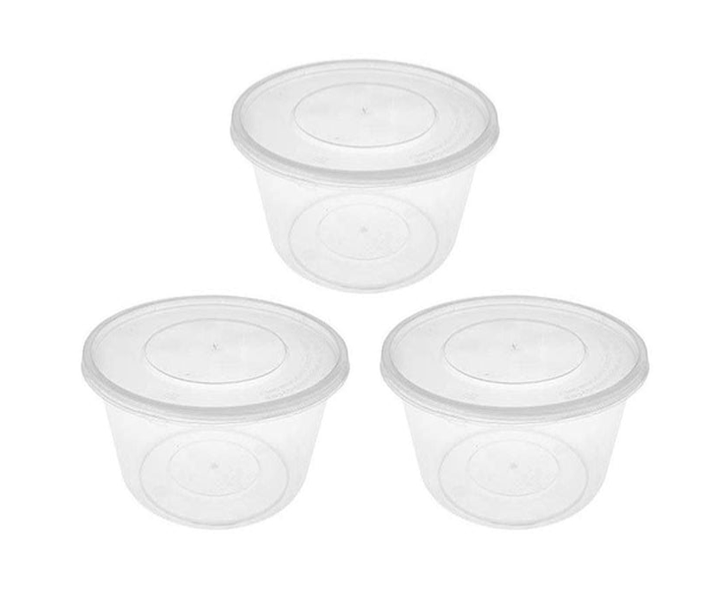Disposable Plastic Round Food Container 40oz / 1250ml Pack of 3 SK28172 (Parcel Rate)
