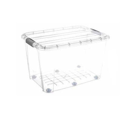 Clear Plastic Storage Box with 6 Wheels 100 Litre ST100 / 0433