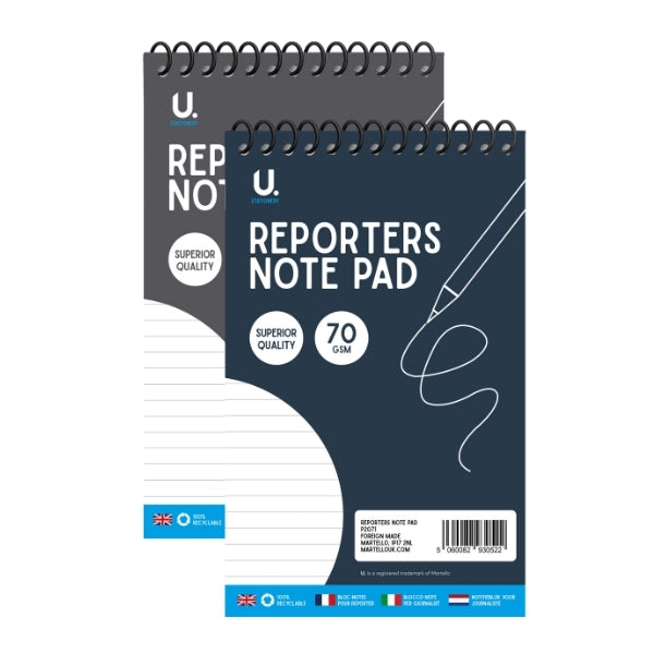 Reporters Writing Notepad 72 Pages 22 x 13 cm Assorted Colours P2071 (Large Letter Rate)