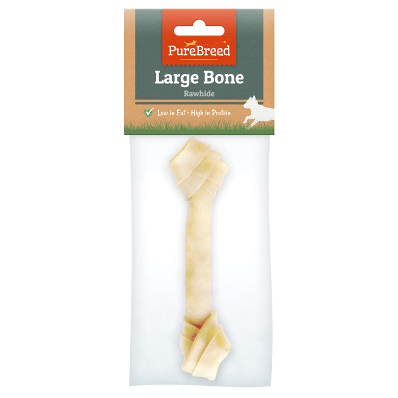 Pet Dog Treats Large Knotted Rawhide Bone 19.5cm 313618 (Parcel Rate)