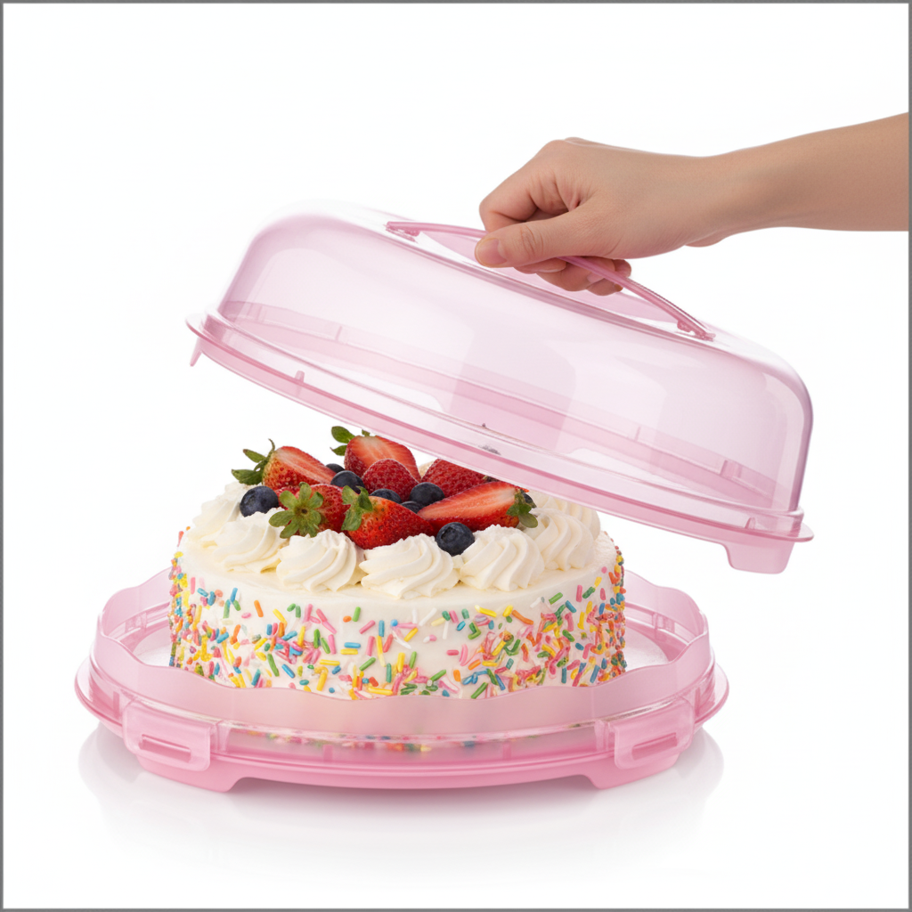 Plastic Cake Pastry Carry Storage Box with Cover 30 cm Assorted Colours D30306 (Parcel Rate)