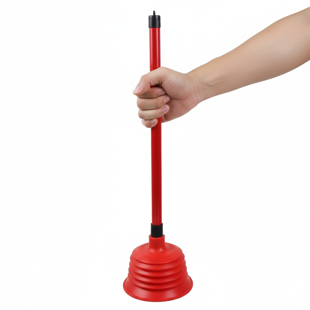 Rubber Bathroom Toilet Plunger 14 x 50 cm Assorted Colours 6851 (Parcel Rate)