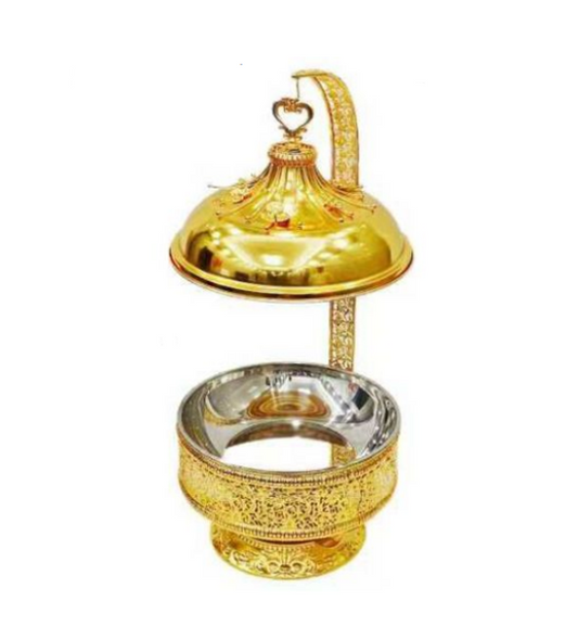 Buffet Banquet Chafing Dish with Lid 8L Gold Flower Design 019G (Big Parcel Rate)