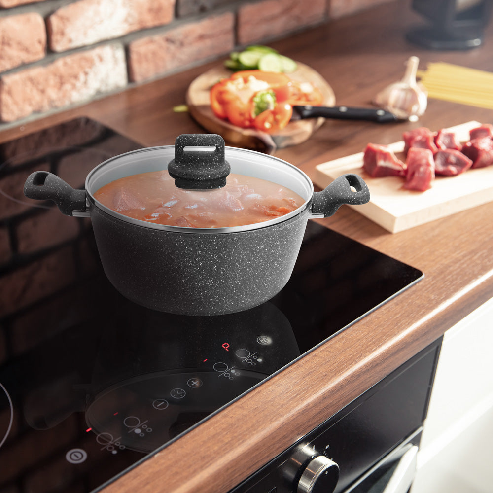 SQ Professional Zoya Forged Stockpot Set of 4 Marbled Grey 11710 (Big Parcel Rate)