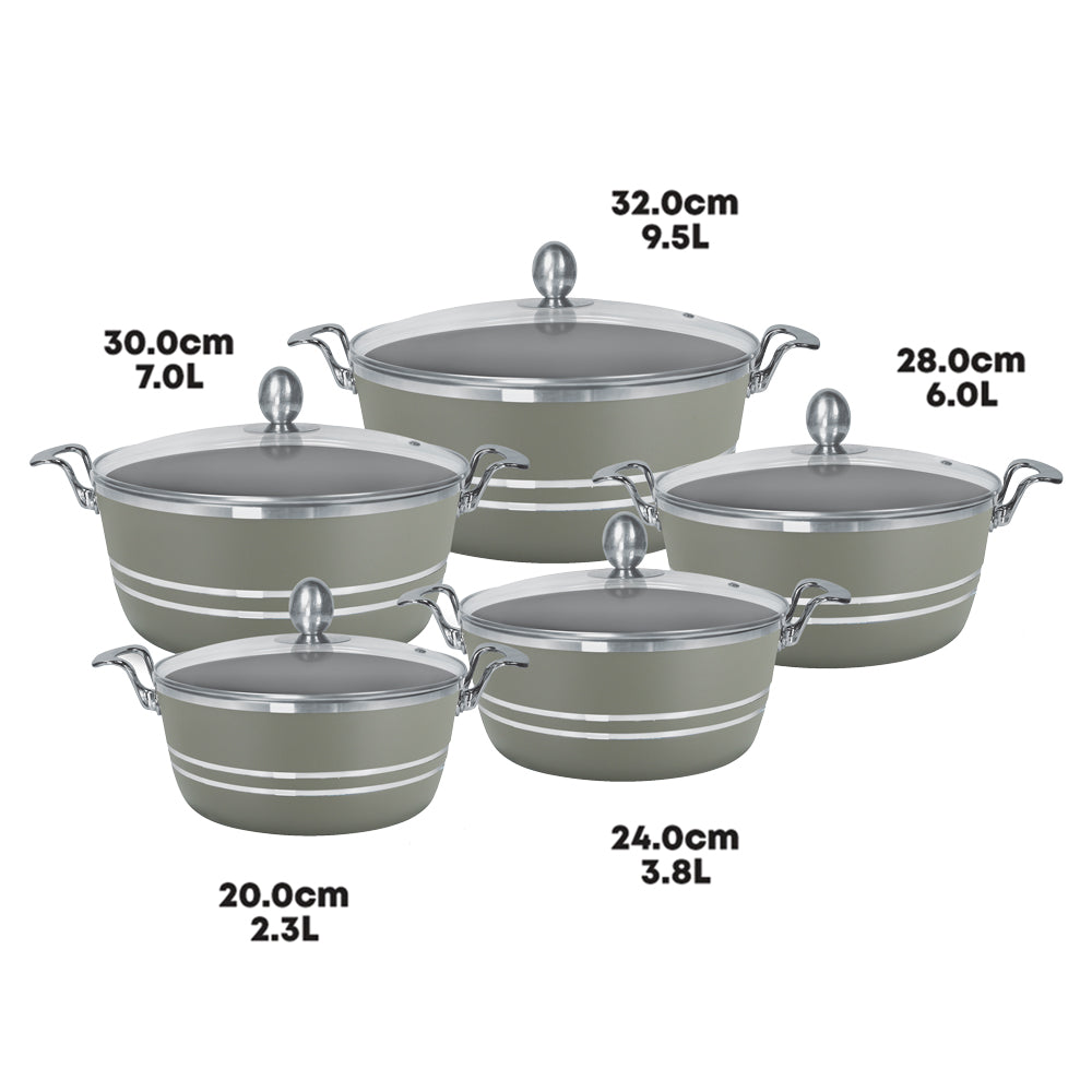 SQ Professional Seramiq Mianra Diecast Stockpot Set of 5 Moonstone 11725 (Big Parcel Rate)