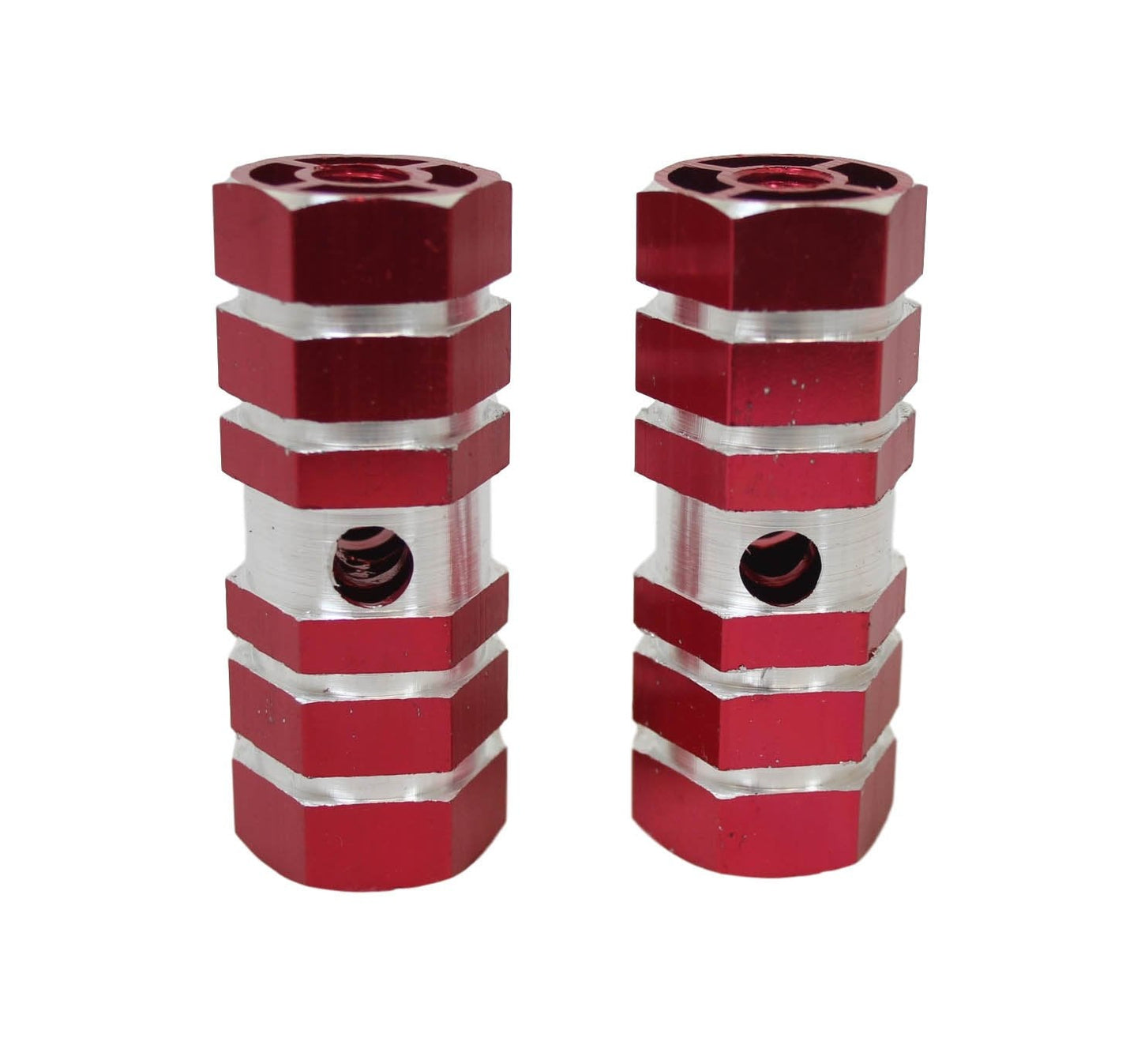 Aluminium Striped Bike Pedal Foot Rest Axle Peg 7 x 2.3cm Pack of 2 Assorted Colours 1861 (Parcel Rate)p