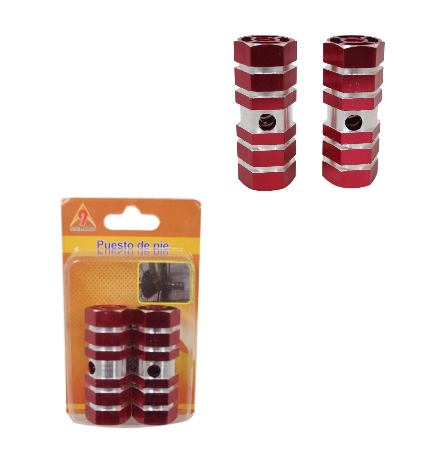Aluminium Striped Bike Pedal Foot Rest Axle Peg 7 x 2.3cm Pack of 2 Assorted Colours 1861 (Parcel Rate)p