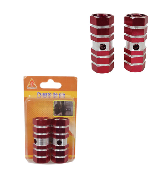 Aluminium Striped Bike Pedal Foot Rest Axle Peg 7 x 2.3cm Pack of 2 Assorted Colours 1861 (Parcel Rate)p
