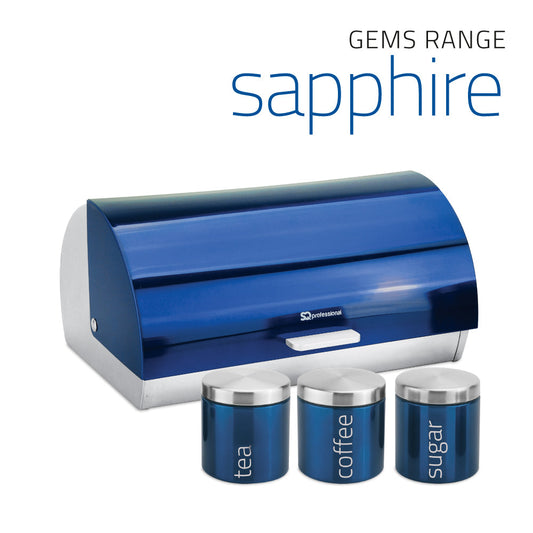 SQ Professional Gems Metal Bread Bin with 3 Canisters Sapphire 2578 (Parcel Rate)