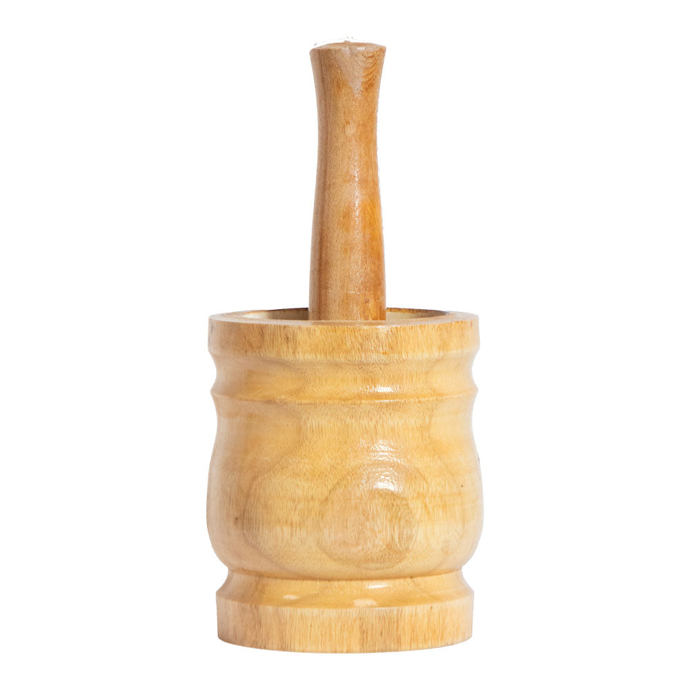 Durane Wooden Mortar & Pestle Large 15 x 18cm Light Wood 2709 (Parcel Rate)