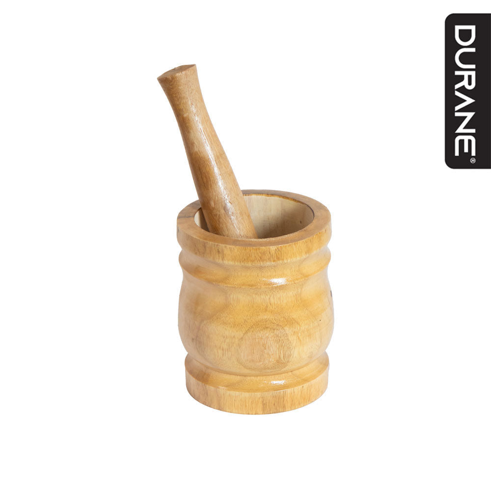 Durane Wooden Mortar & Pestle Small 10 x 13cm Light Wood 2710 (Parcel Rate)