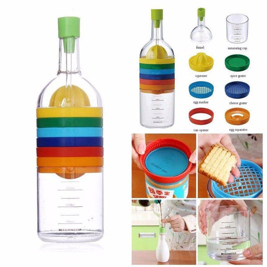 Plastic 8 in 1 Kitchen Bottle Shaped Bar Cocktail Utensil Set 2501 (Parcel Rate)