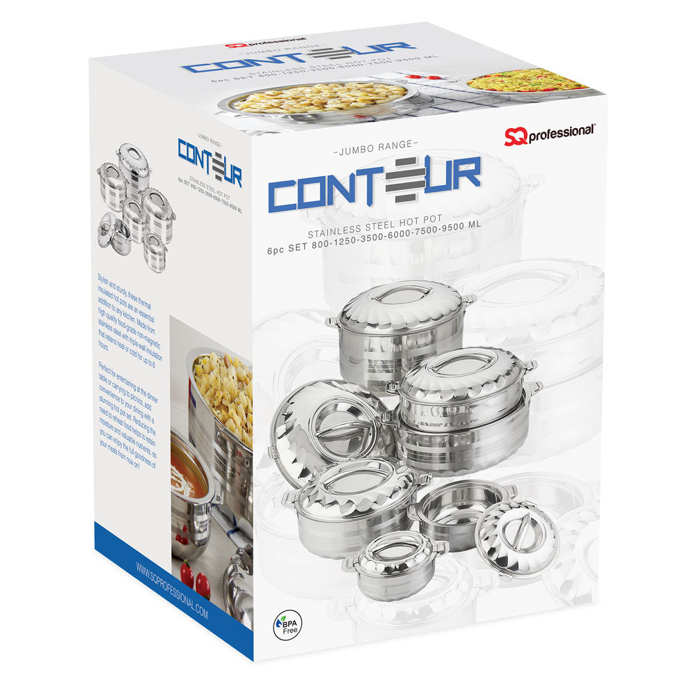SQ Professional Jumbo Range Contour Stainless Steel Hot Pot Set of 6 3477 (Big Parcel Rate)