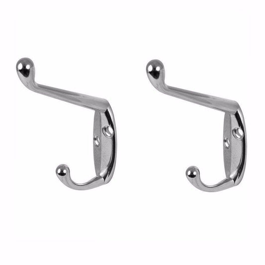 Hat And Coat Hooks Chromed With Screws Pack Of 2 Diy Home 0223 A (Large Letter Rate)