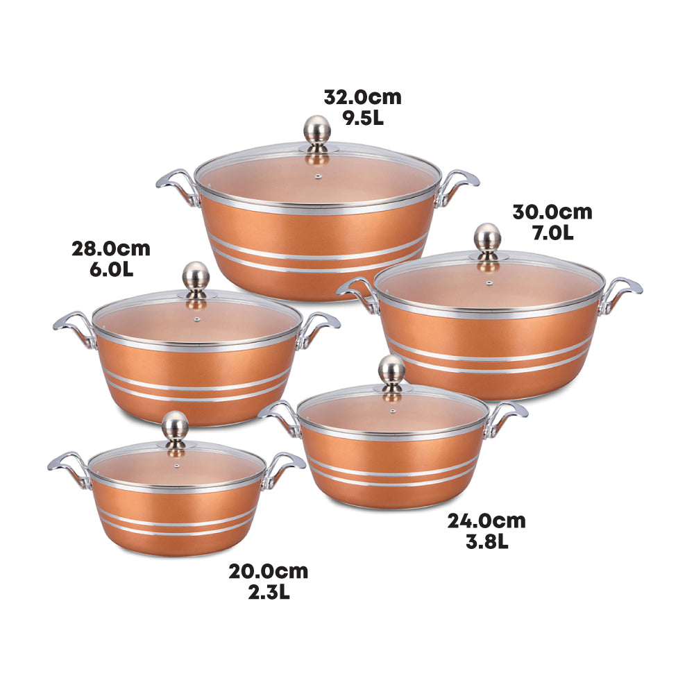 SERAMIQ Diecast Ceramic Casserole Stockpot Kitchen Set Axinite 5 Pack 4925  (Big Parcel Rate)