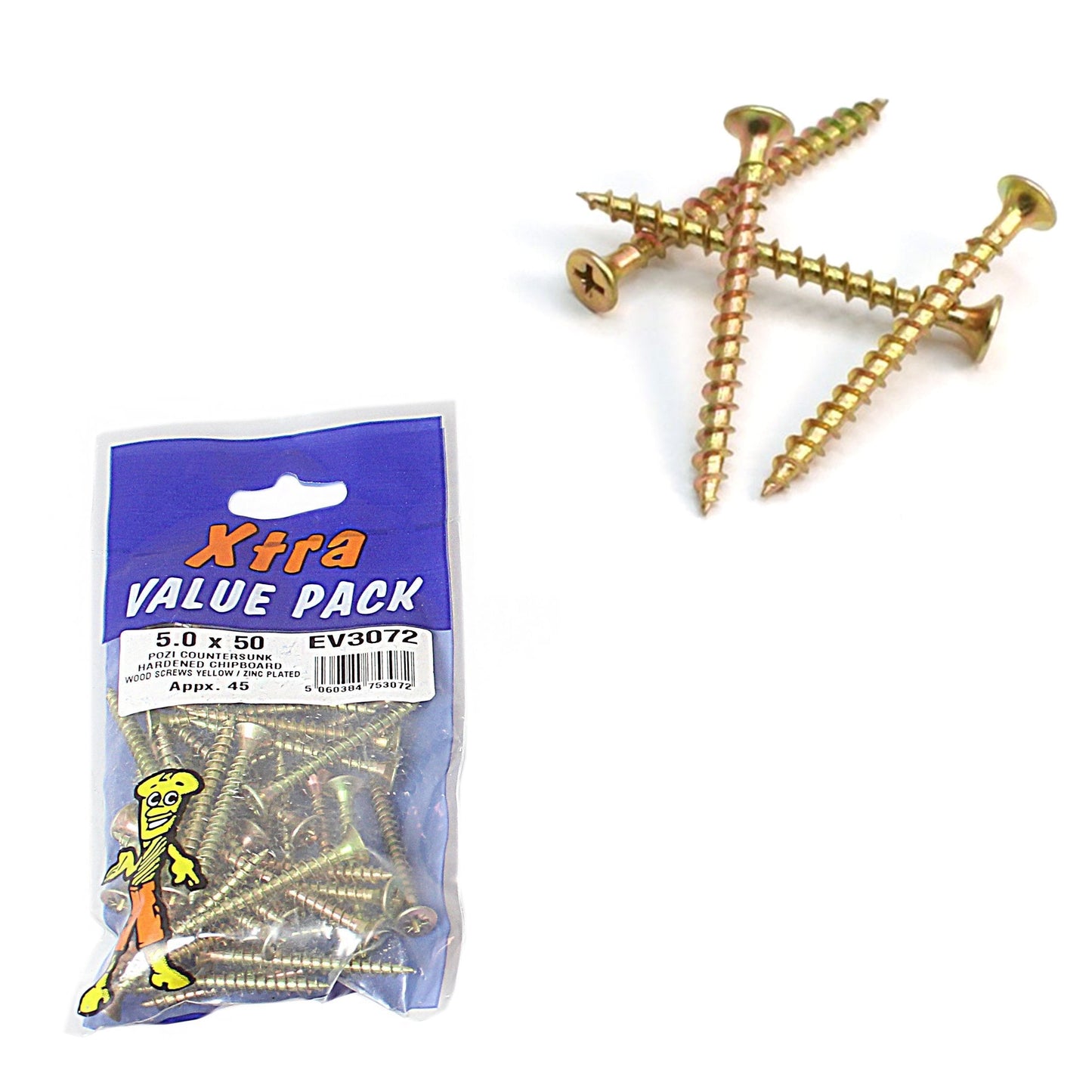 5.0 x 50 Pozi c/sk Chipboard Screws Diy xtra value 3072 (Large Letter Rate)